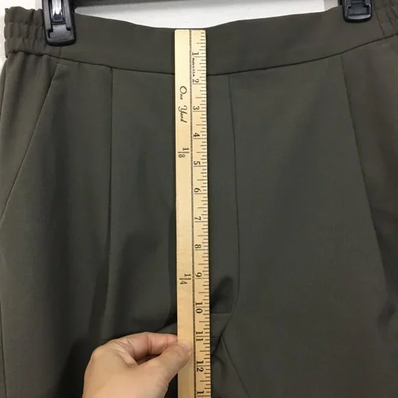 All Saints Size 6 Green Pleated Front Tapered Leg Pull On Stretch Trouser Pants - Picture 7 of 12